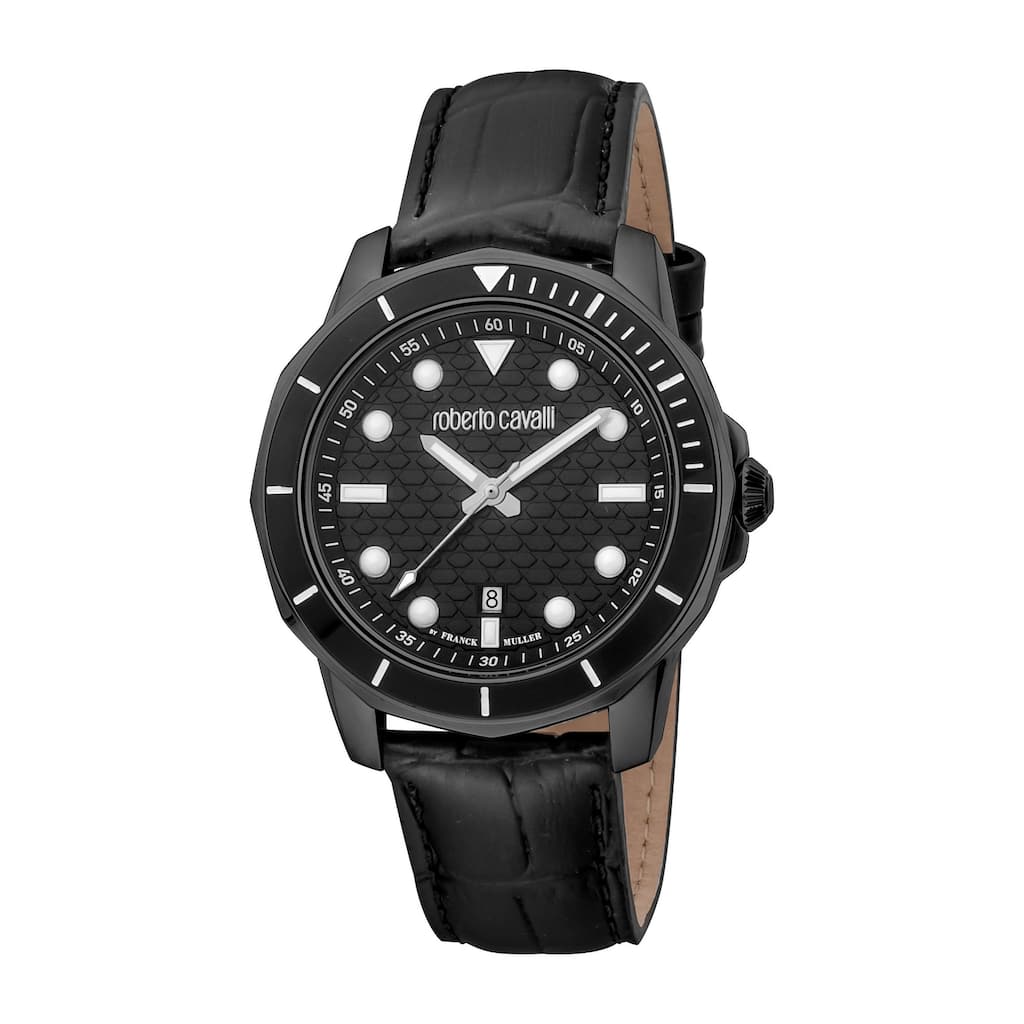 Roberto Cavalli by Franck Muller Men RV1G159L0031 Swiss Quartz Watch - Black