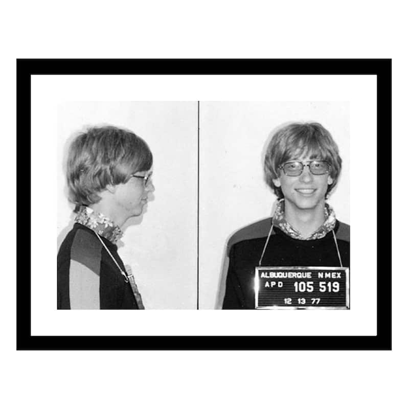 Bill Gates 1977 Mugshot Photos 14x18 Framed Print Black Bed Bath