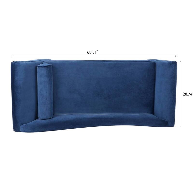 68'' Chaise Lounge Indoor, Chaise Lounge Chair with Scroll Arms and Toss Pillow