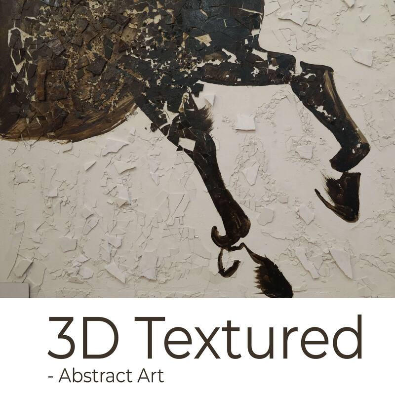 Hand Painted Galloping Horse Neutral Tones Textured Canvas Wall Art