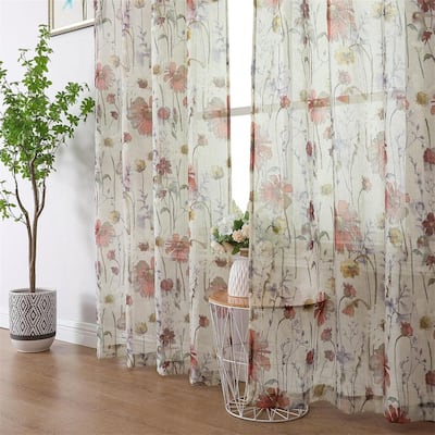 Floral Semi-Sheer Curtains 72" Farmhouse Bedroom