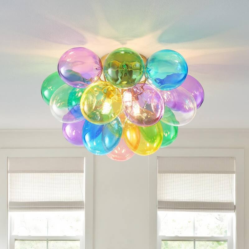 Colorful Glass Bubble Ball Swirled Glass Chandelier - Multicolor