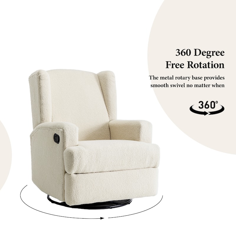 UIXE Upholstered Chenille/Boucle Swivel Glider Rocker Recliner