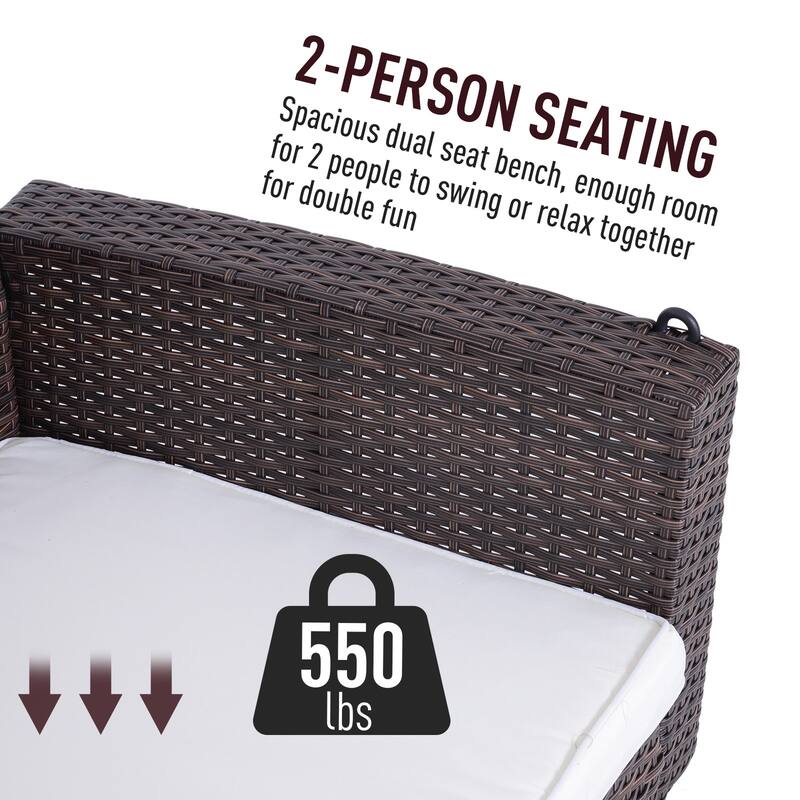 Wicker Hanging Swing Bench (2-Person)