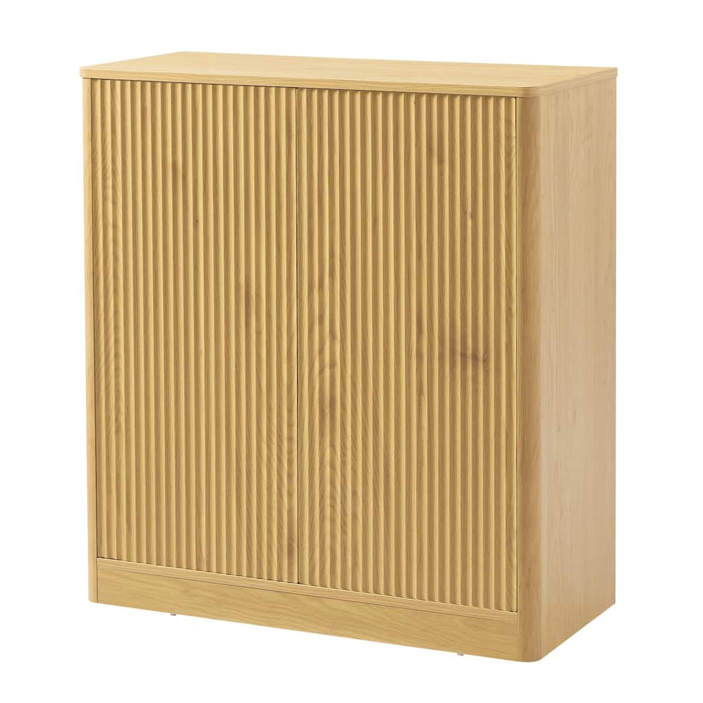 34.3" modern wavy sideboard, curved contour design storage cabinet, 2-door cabinet with storage function for kitchen