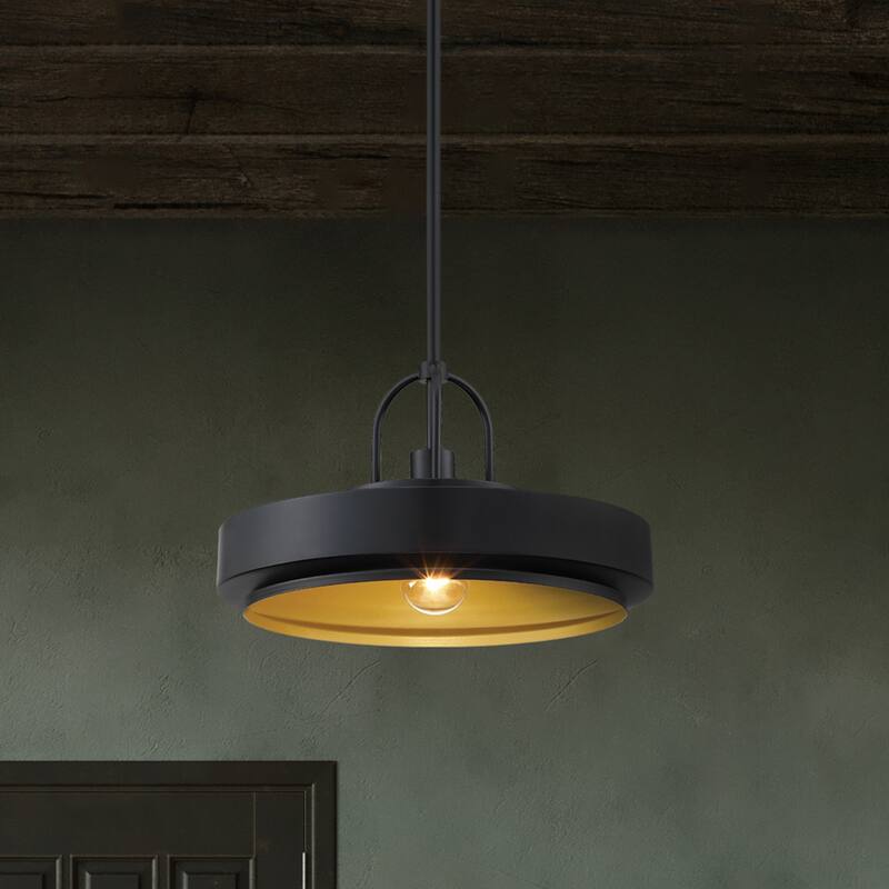 Odea 14 in. 1-Light Matte Black Transitional Pendant Light