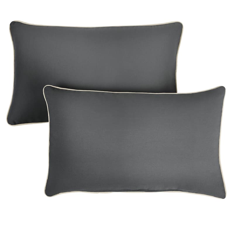 Charcoal Grey and Ivory Indoor/ Outdoor Pillow Set