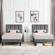 preview thumbnail 1 of 70, Kids Bed Frame, Height Adjustable Upholstered Bed, Twin Size Bed Set of 2