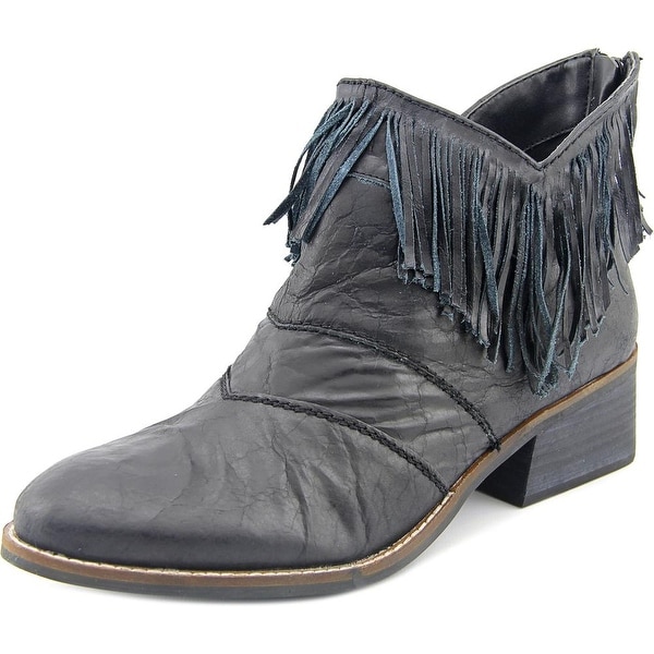 Two Lips Darci Women Round Toe Leather Black Ankle Boot