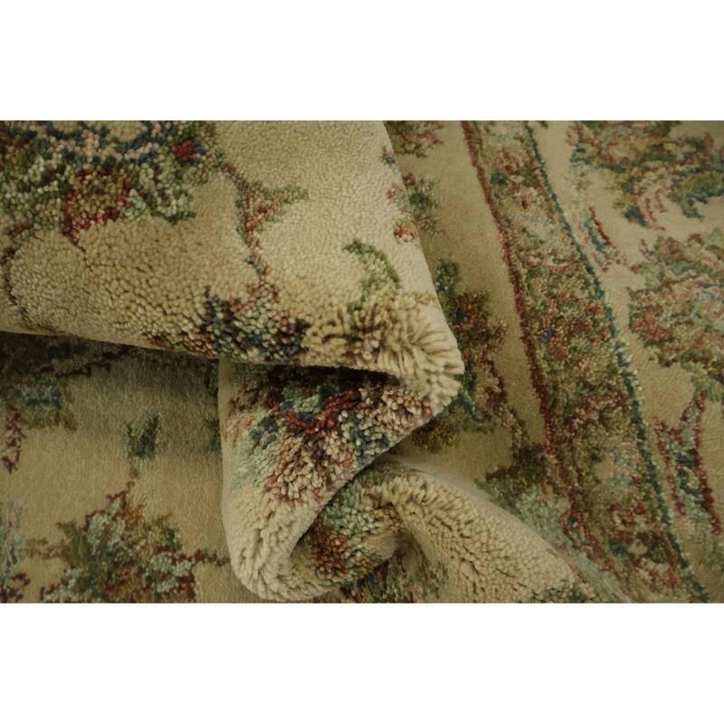 Hand Knotted Oriental 100% Wool Carpet Traditional All-Over Beige & Ivories Agra Area Rug - 8' 10'' X 6' 0''