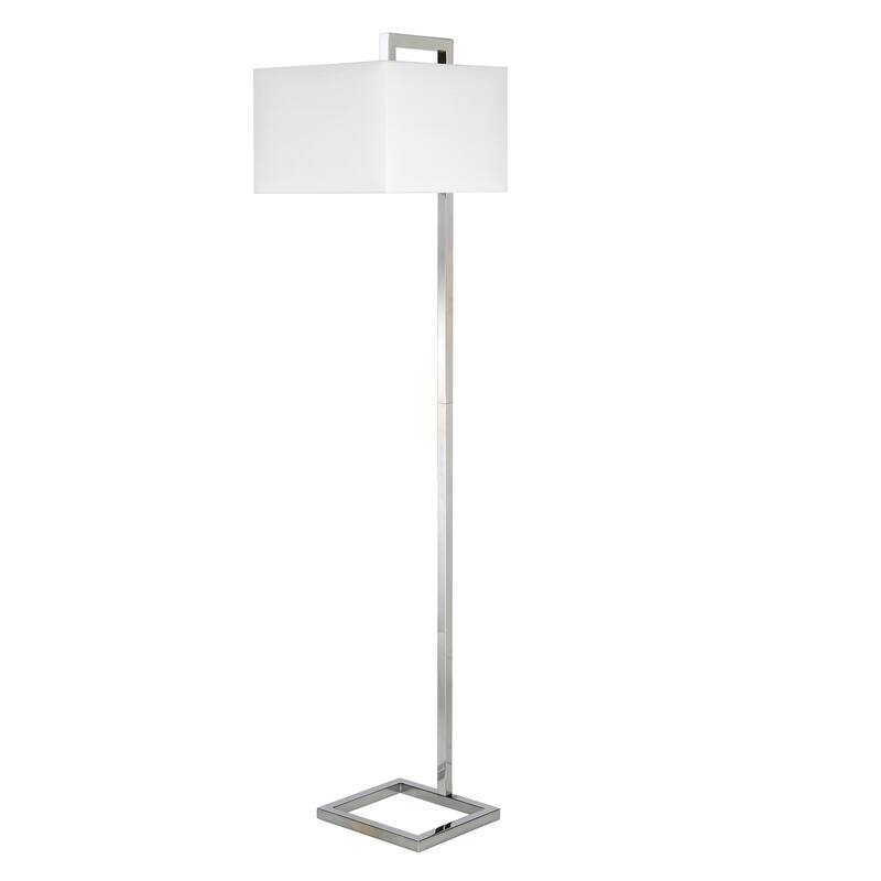 Grayson 68" Tall Floor Lamp with Fabric Shade - Nickel with Rectangular Shade