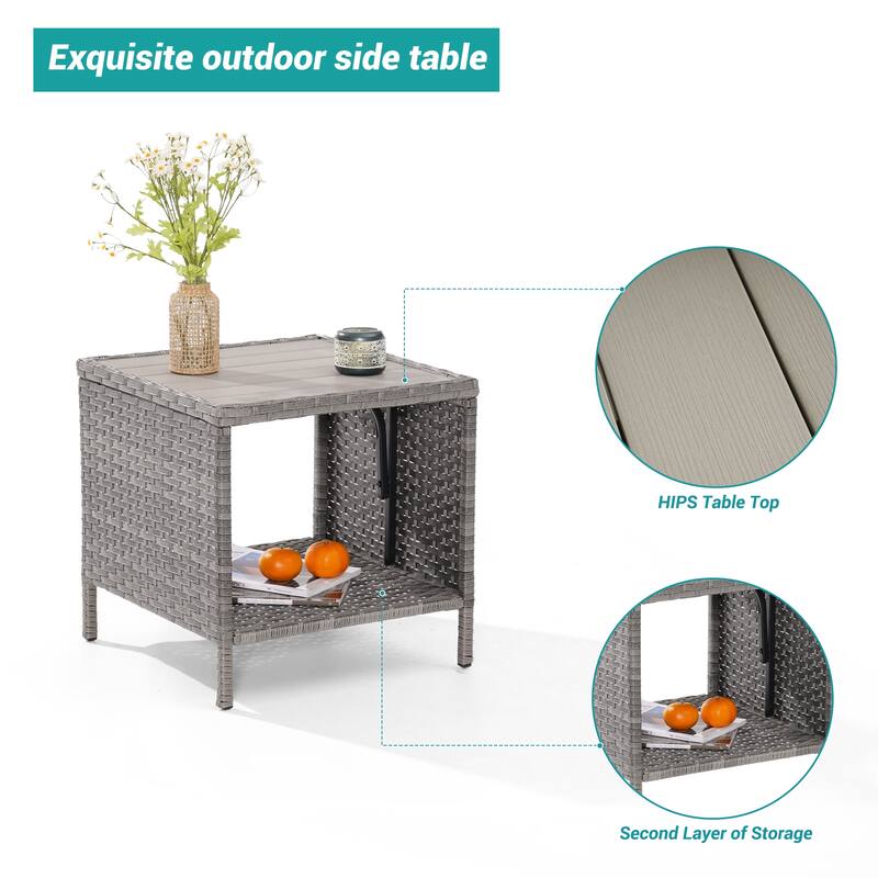 BONOSUKI Outdoor Patio PE Wicker All-Weather Square Coffee Table