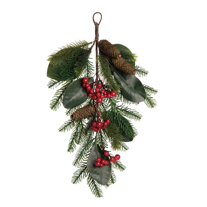 Transpac Foam 22 in. Green Christmas Holiday Berry Artificial T-Drop