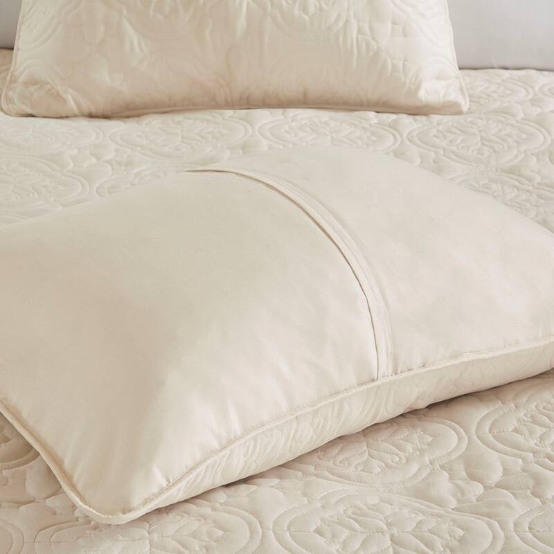 3 Piece Reversible Bedspread Set Cream Full/Queen