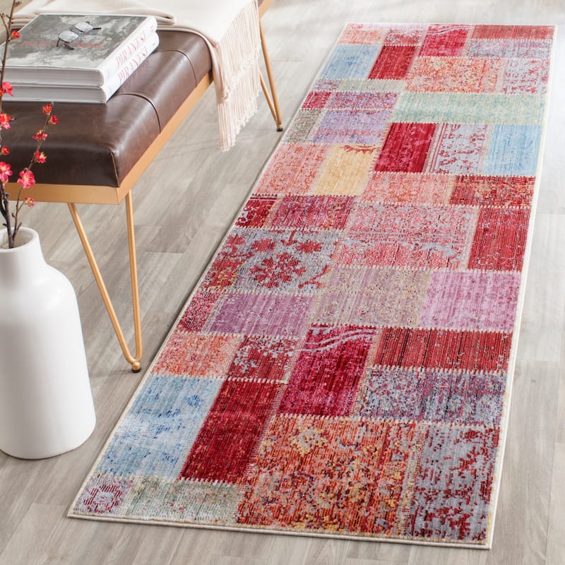 SAFAVIEH Valencia Leta Distressed Vintage Boho Oriental Polyester Rug - 2'3" x 8' Runner - Multi