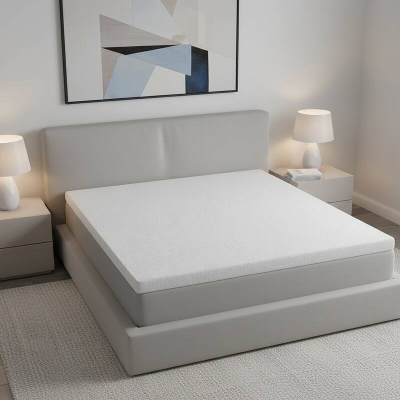 2" White Gel Memory Foam Twin Mattress Topper - 2 Inch - White - 39.00 in. x 75.20 in. x 2.00 in.