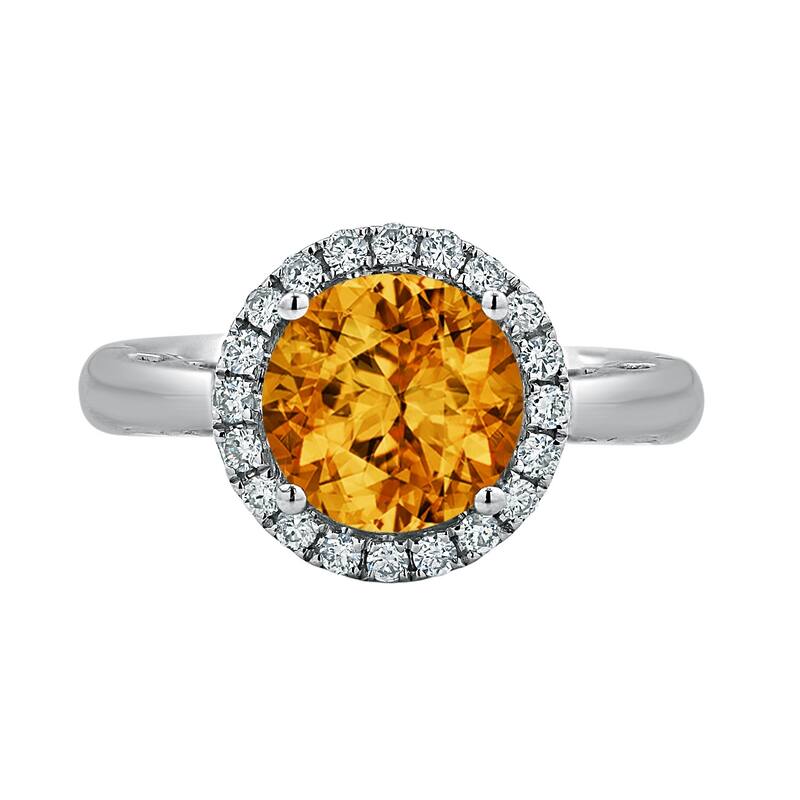 Auriya 2 1/2ct Round Citrine and Halo Diamond Engagement Ring 1/4ctw 14k Gold