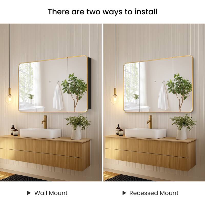 Talayuela Rectangular Aluminum Framed Medicine Cabinet with Mirror