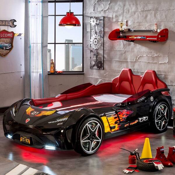 Cilek Kids Room Cup Black Twin Race Car Bed,
