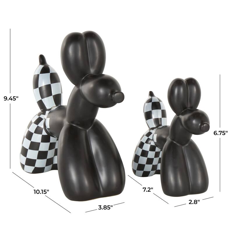 Gold Porcelain Ceramic Balloon Dog Sculpture (Set of 2) - Gold, Silver, White, Black, Multi Colored