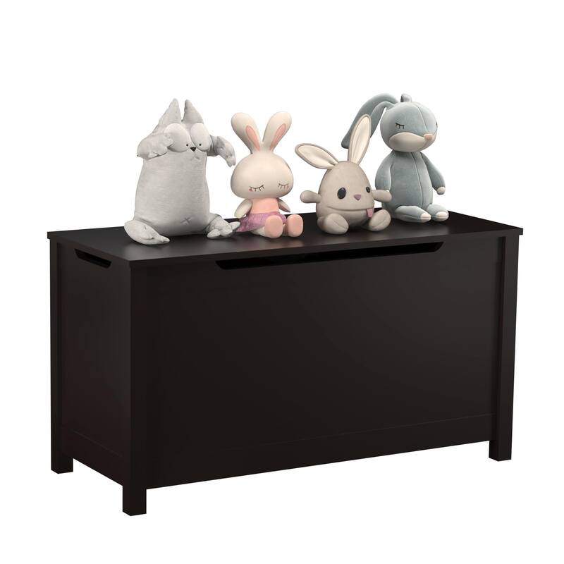 Kids Wooden Toy Box Storage with Safety Hinged Lid