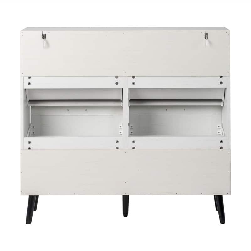 Barn Door 4 Flip Black Handles Melamine Particleboard Shoe Cabinet 41.7In