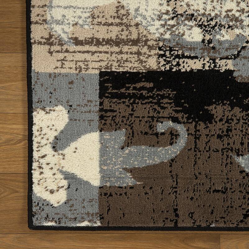 Contemporary Floral Patchwork Indoor Area Rug or Runner by Superior