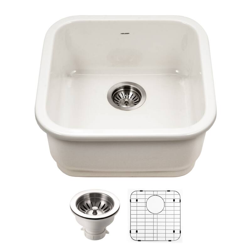 Houzer PTB-1919-C Platus 18-7/8" Undermount Single Basin Fireclay Bar