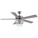 preview thumbnail 2 of 9, River of Goods Roxsie 52-inch Satin Nickel LED Chandelier Ceiling Fan - 52"L x 52"W x 18.25"H - 52"L x 52"W x 18.25"H