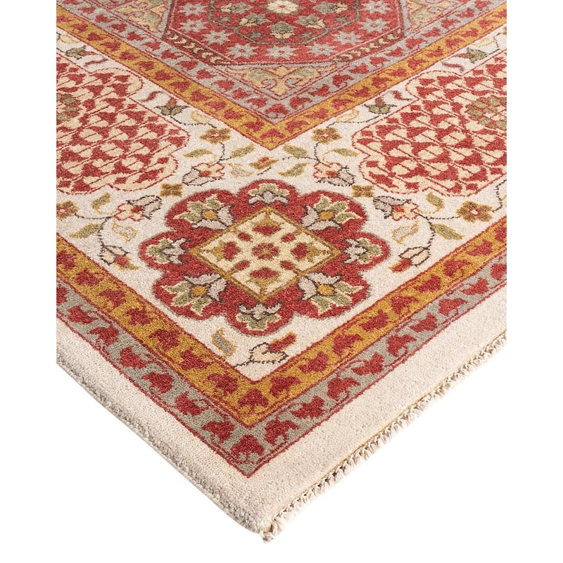 Ikat One-of-a-Kind Hand-Knotted Area Rug - White, 9' 1" x 12' 2" - 9' 1" x 12' 2"