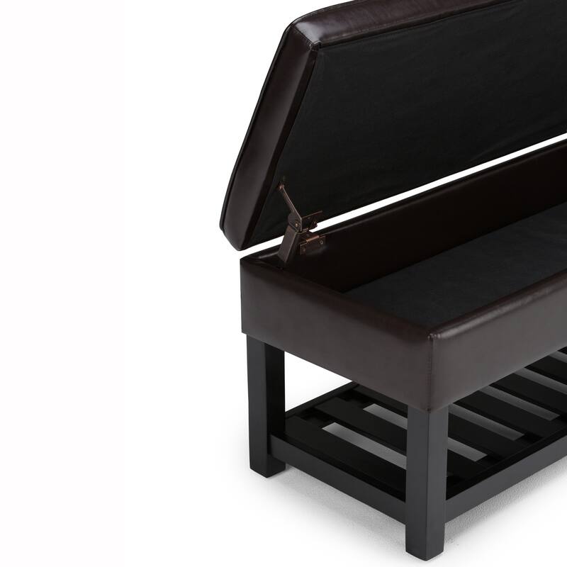 Modern Storage Ottoman Bench with Open Bottom - Dark Brown