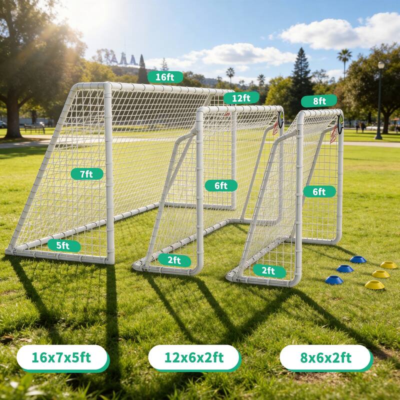 7 X 16FT Soccer Goal for Backyard Kids Portable Soccer Net with High-Strength Nets