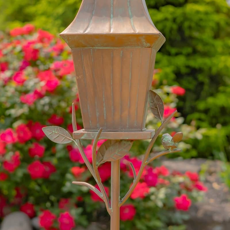 65.5" Tall Iron Birdhouse Stake "Riga" - 8.75" L x 7.75" W x 65.5" H