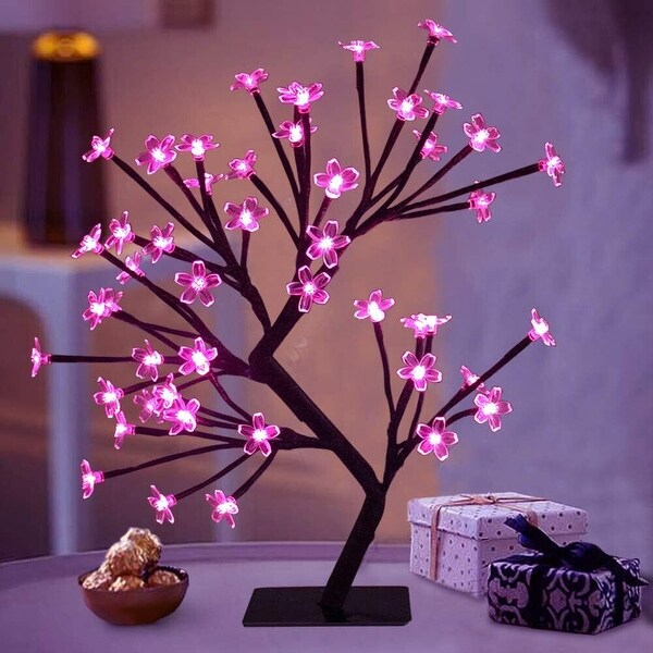 LED Cherry Blossom Tree Light, Battery Operated Lighted Flower