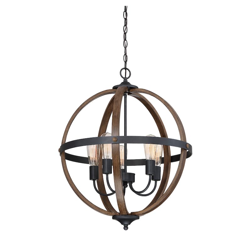 Trade Winds Lighting 5-Light Pendant Light In Wood