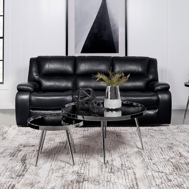 Elodie Upholstered Motion Reclining Sofa - Black