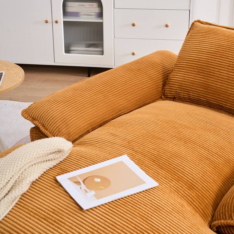 Oversized Single Chaise Lounge Sofa Armchair for Living Room, Corduroy Upholstered Accent Reading Chair Lounge Chair