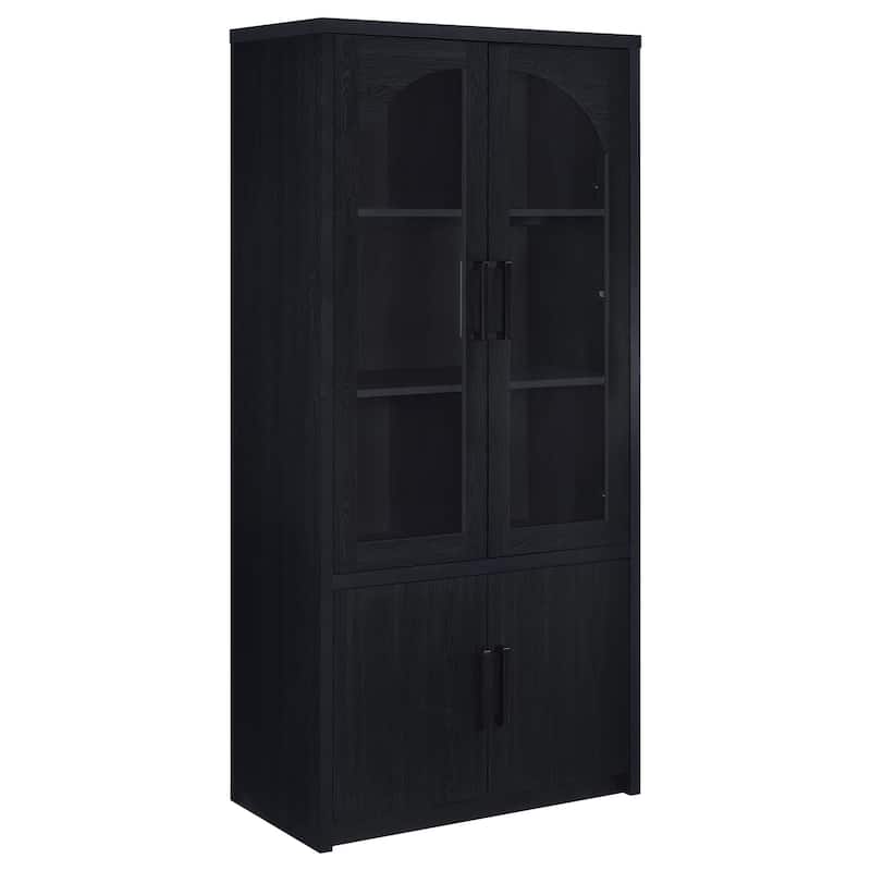 Riva 4-Door Tall Accent Display Cabinet Led Lighting Black - Black