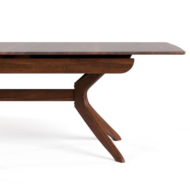Furniture of America Abigail IV Mid-Century Modern Walnut Extendable Self-Storing Dining Table