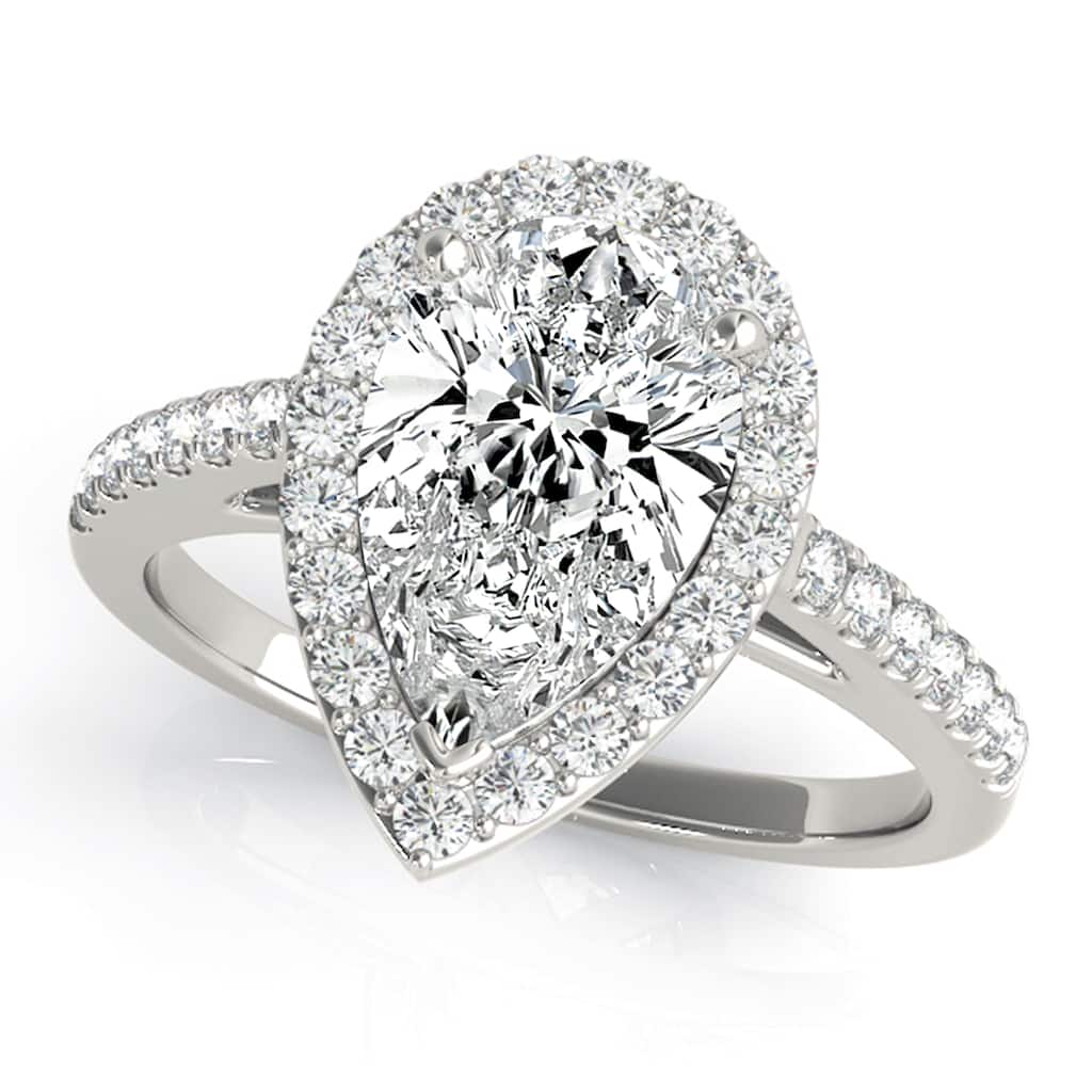 Auriya 14k White Gold Lab Grown Pear Diamond Halo Engagement Ring 0.50 to 5.00 ct. tw. (F-G VS)
