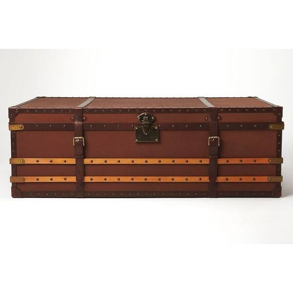 Shop Offex Transitional Dark Brown Leather Rectangular Storage Trunk Overstock 28391958