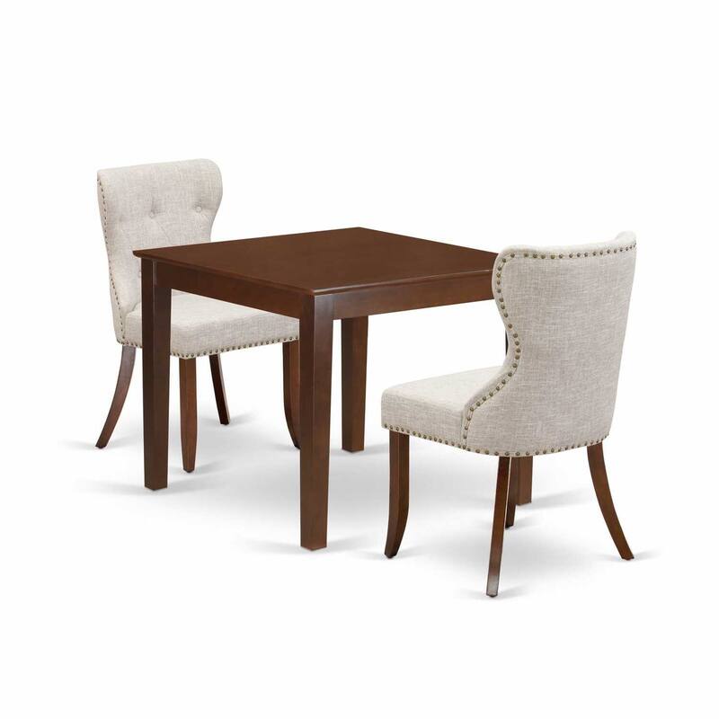 HomeStock 3-Pc Mahogany Finish Solid Wood Top Dining Table Set