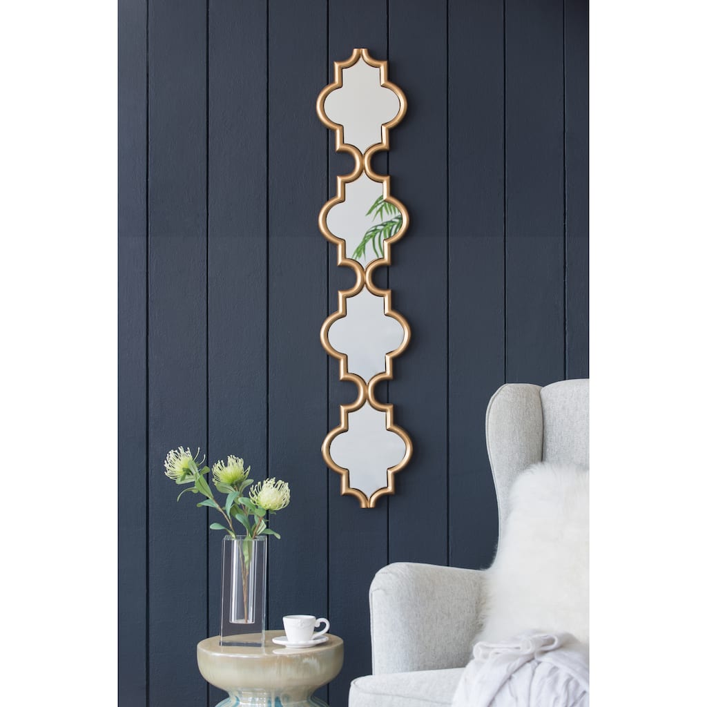 Gold Narrow Four Tiered Wall Mirror