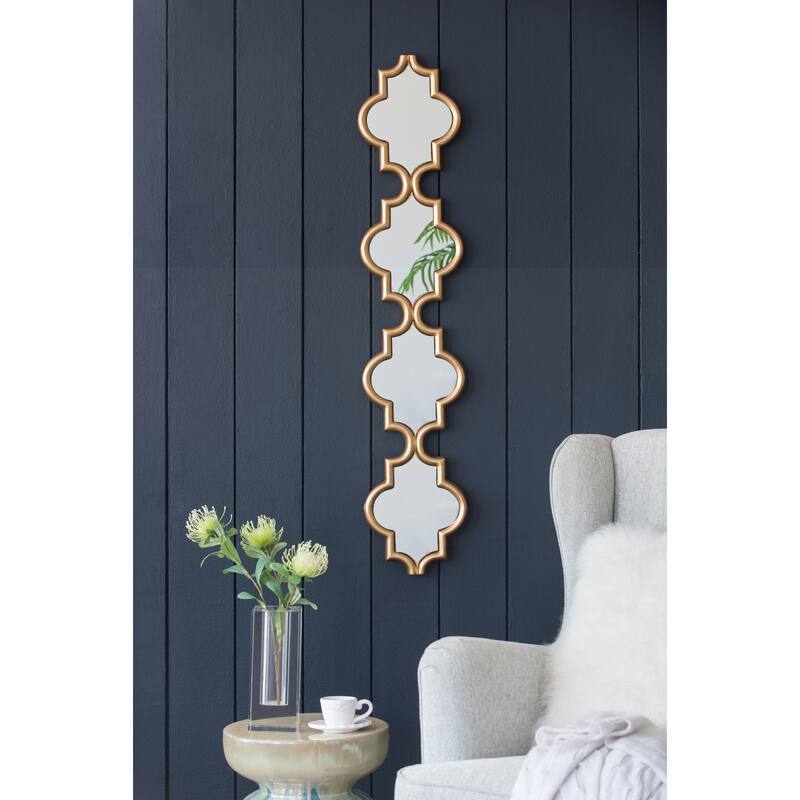 Gold Narrow Four Tiered Wall Mirror - Gold