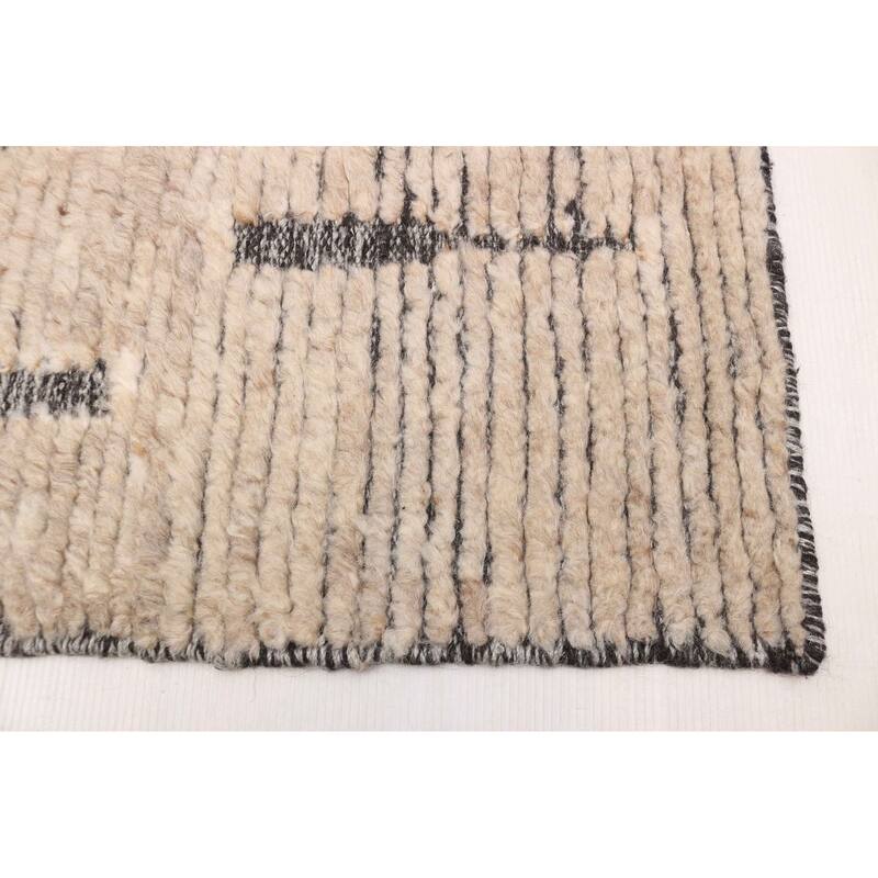 ECARPETGALLERY Hand-knotted Tangier Beige, Dark Grey Wool Rug - 8'2 x 10'1