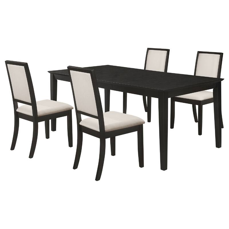 Lela 5pc Extendable Dining Table and 4 Chair Set, Black and Ivory