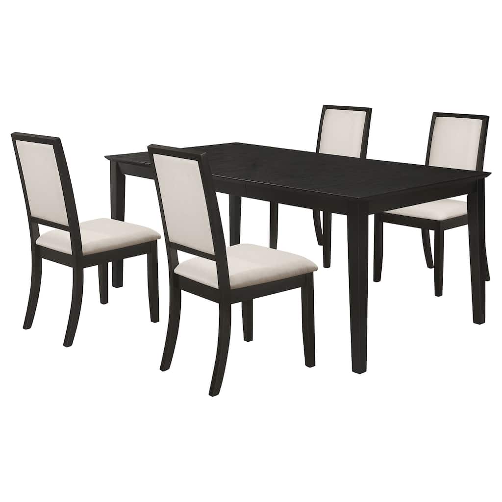 Lela 5pc Extendable Dining Table and 4 Chair Set, Black and Ivory
