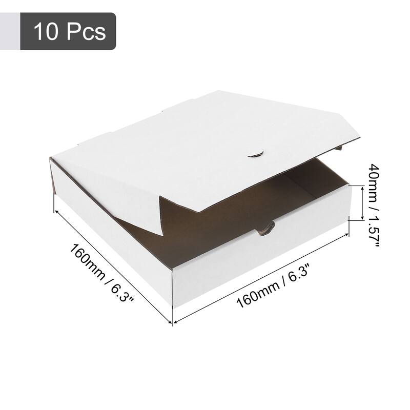 Pizza Box, 10pcs Cowhide Paper Square Mini Pizza Boxes - White-6"