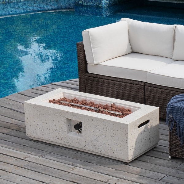 COSIEST Outdoor Rectangle Propane Fire Pit Table, 50000BTU - 42"*17"*13"