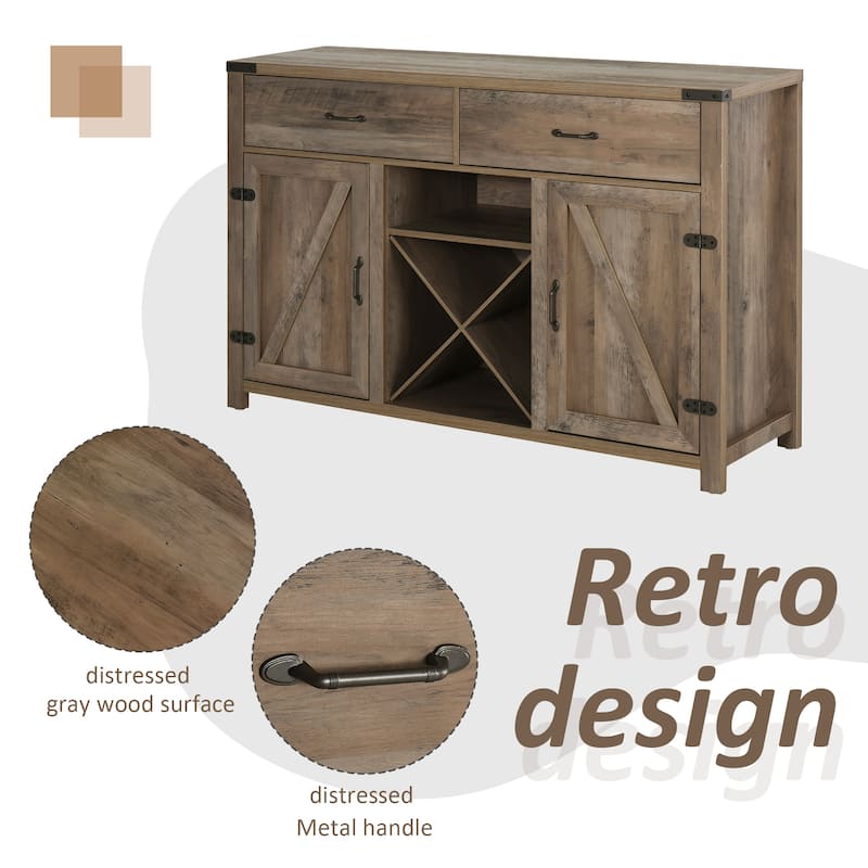 HomCom Wooden Farmhouse Sideboard Storage Buffet Cabinet